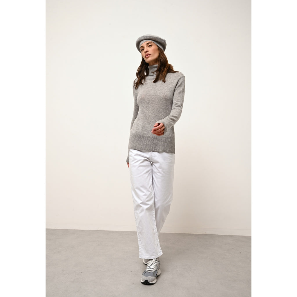 Pull Col Roulé Lexie - 100% Cachemire 2 Fils - Nuage Chiné - Femme
