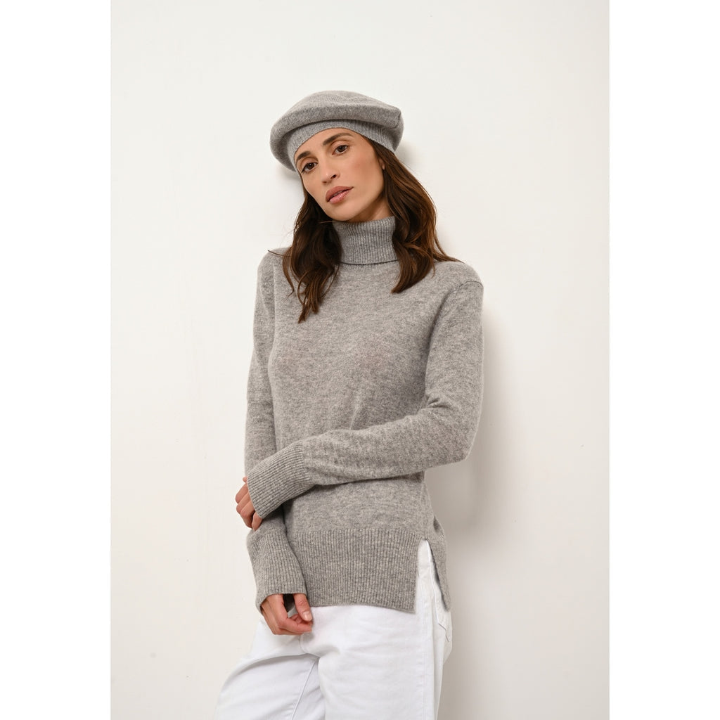 Pull Col Roulé Lexie - 100% Cachemire 2 Fils - Nuage Chiné - Femme