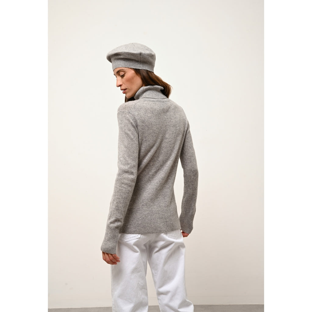 Pull Col Roulé Lexie - 100% Cachemire 2 Fils - Nuage Chiné - Femme