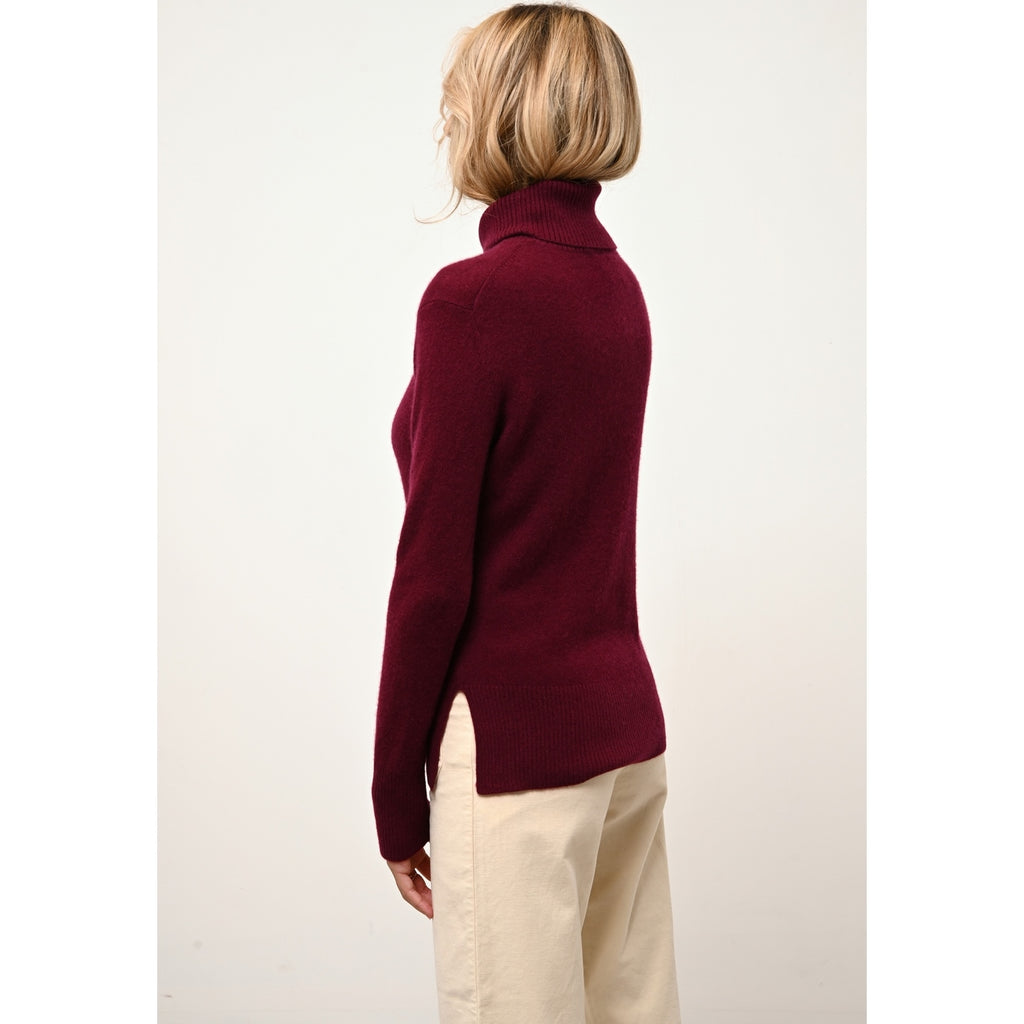 Pull Col Roulé Lexie - 100% Cachemire 2 Fils - Bordeaux - Femme