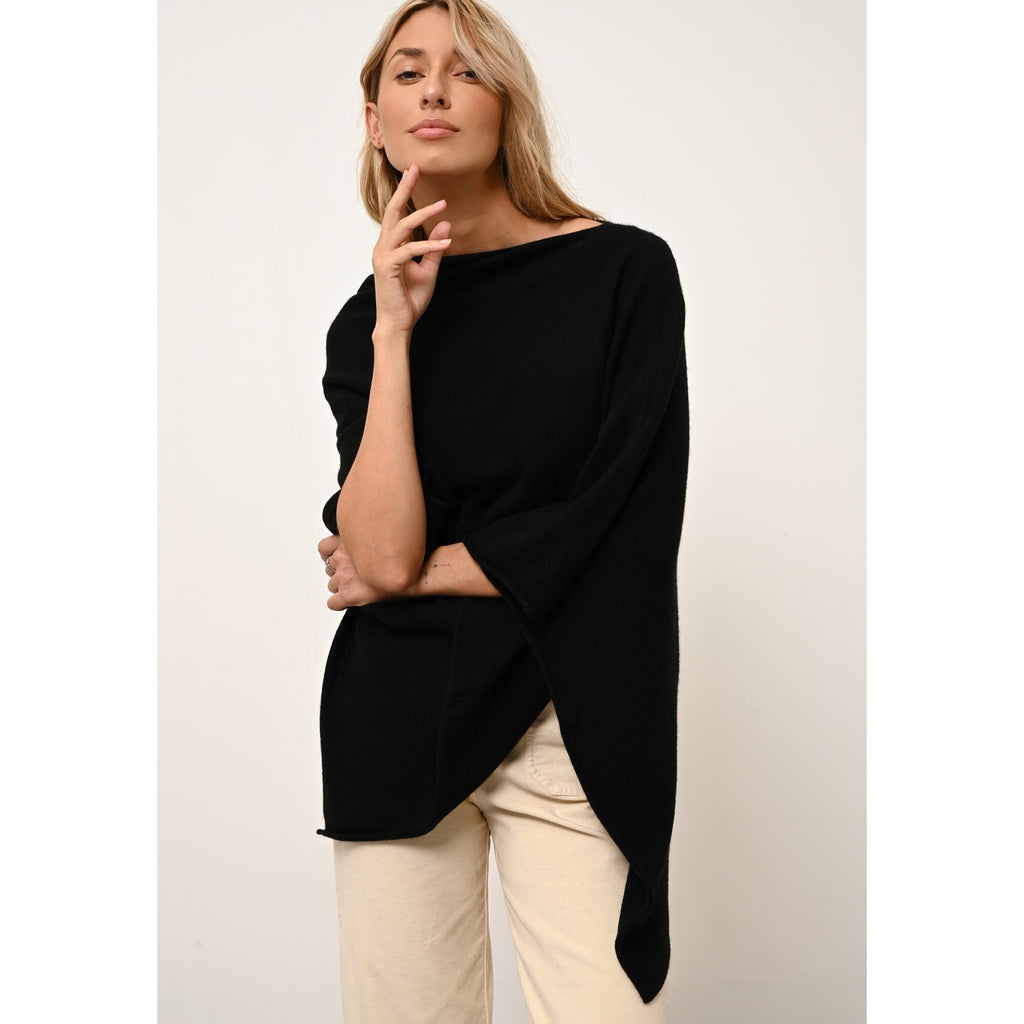 Poncho Meredith - 100% Cachemire 2 Fils - Noir - Femme