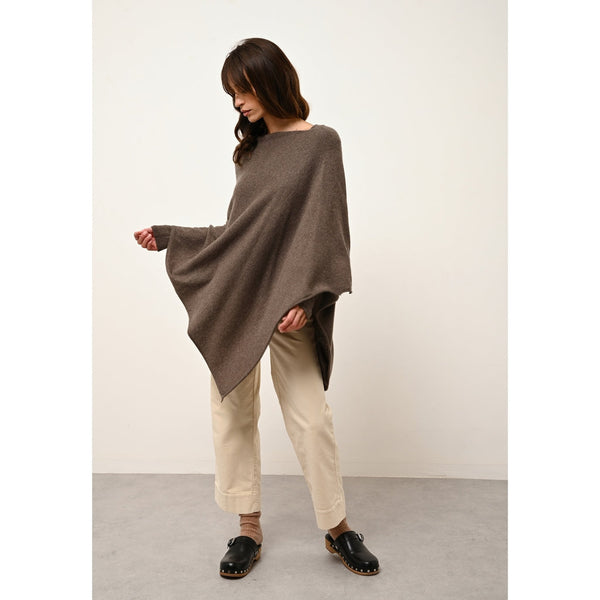 Poncho Meredith - 100% Cachemire 2 Fils - Taupe Chiné - Femme
