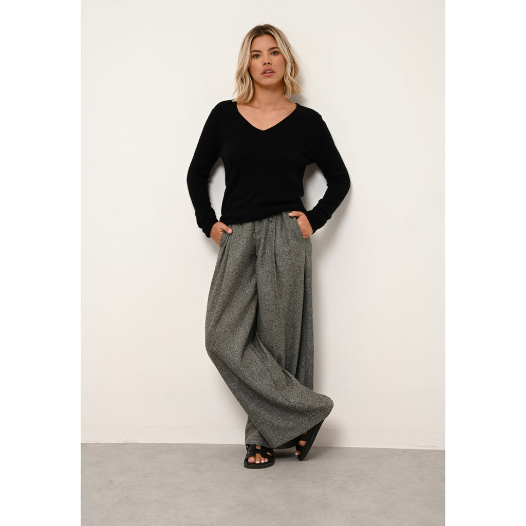 Pull Col V Joan - 100% Cachemire 2 Fils - Noir - Femme