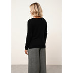 Pull Col V Joan - 100% Cachemire 2 Fils - Noir - Femme