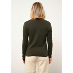 Just Cashmere - Pull Col V Joan Kaki - 100% Cachemire - 2 Fils - Jersey - Femme