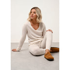 Pull Col V Joan - 100% Cachemire 2 Fils - Ivoire - Femme
