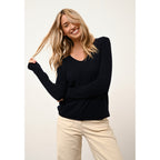 Pull Col V Joan - 100% Cachemire 2 Fils - Navy - Femme