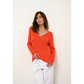 Pull Col V  Joan - 100% Cachemire 2 Fils - Orange - Femme