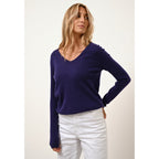 Pull Col V  Joan - 100% Cachemire 2 Fils - Purple - Femme