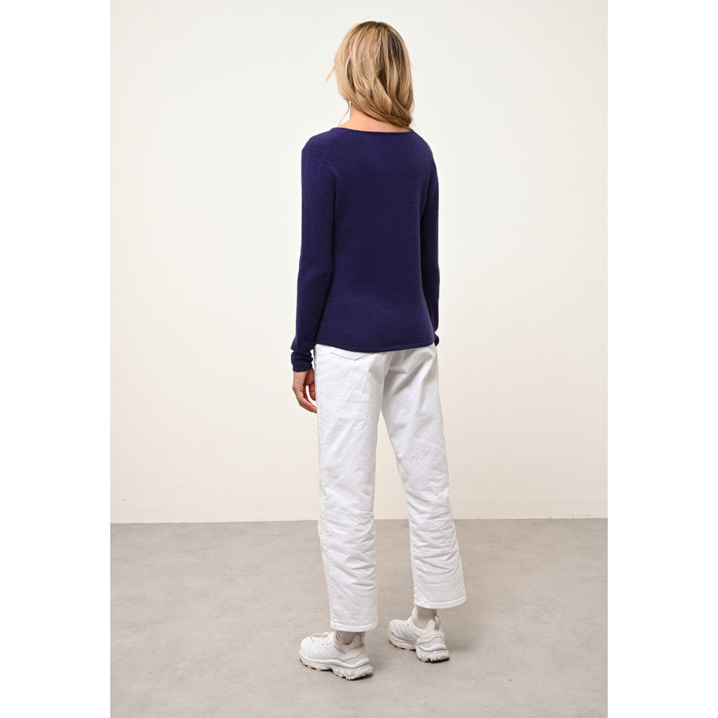 Pull Col V  Joan - 100% Cachemire 2 Fils - Purple - Femme