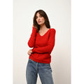 Pull Col V Joan - 100% Cachemire 2 Fils - Rouge - Femme