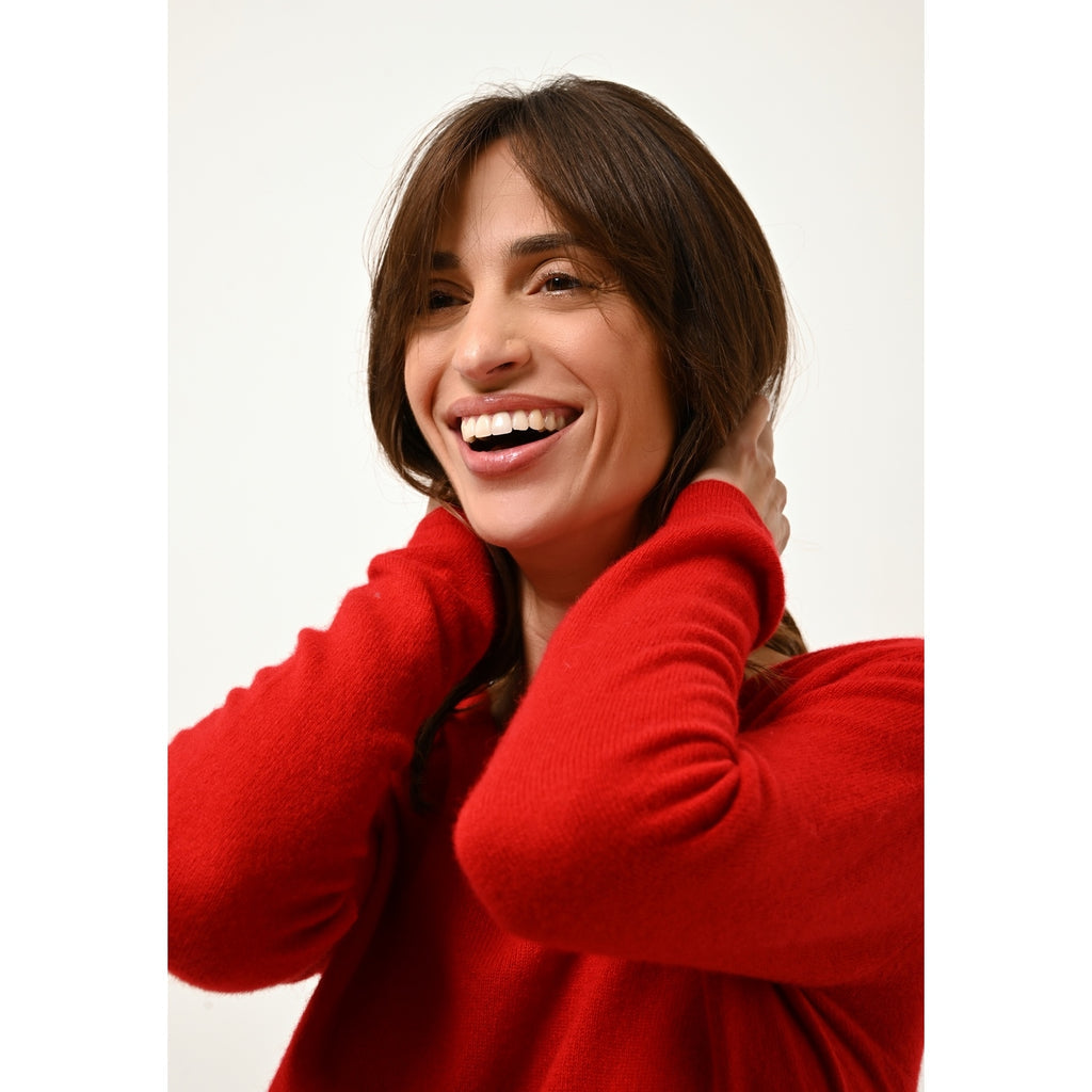 Pull Col V Joan - 100% Cachemire 2 Fils - Rouge - Femme