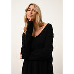Pull Col V Devant Et Dos Opal - 100% Cachemire 2 Fils - Noir - Femme