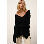 Pull Col V Devant Et Dos Opal - 100% Cachemire 2 Fils - Noir - Femme