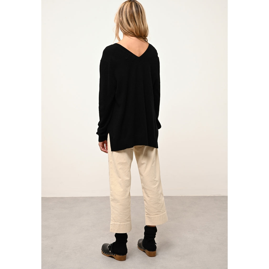Pull Col V Devant Et Dos Opal - 100% Cachemire 2 Fils - Noir - Femme