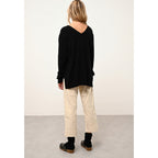 Pull Col V Devant Et Dos Opal - 100% Cachemire 2 Fils - Noir - Femme