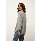Pull Col V Devant Et Dos Opal - 100% Cachemire 2 Fils - Nuage Chiné - Femme