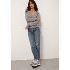 Pull Col V  Phoebe - 100% Cachemire 2 Fils - Nuage Chiné - Femme