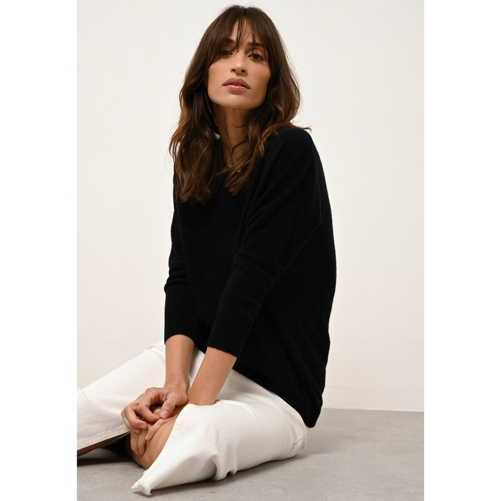 Pull Chauve Souris Rebecca - 100% Cachemire 2 Fils - Noir - Femme