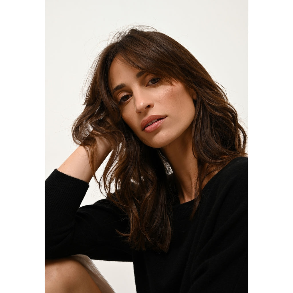 Pull Chauve Souris Rebecca - 100% Cachemire 2 Fils - Noir - Femme