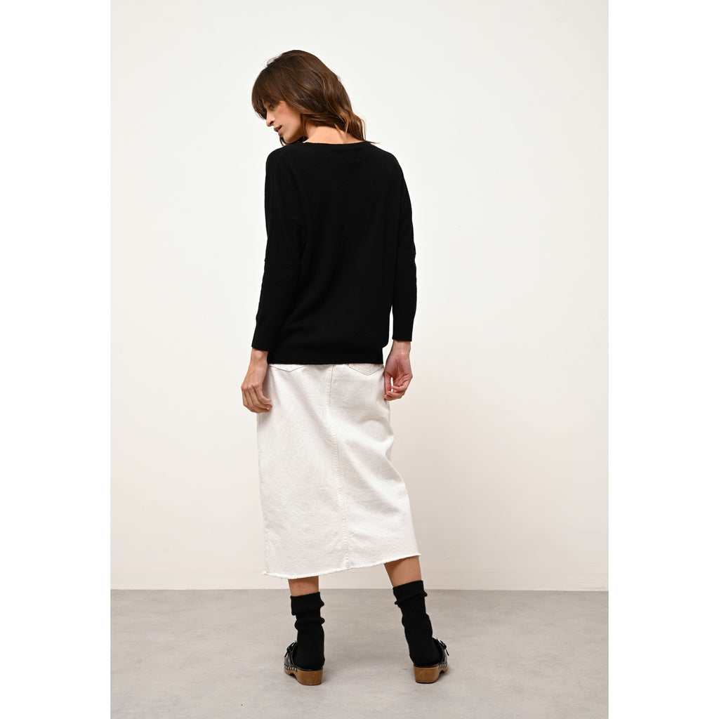 Pull Chauve Souris Rebecca - 100% Cachemire 2 Fils - Noir - Femme