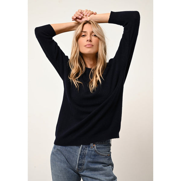 Pull Chauve Souris Rebecca - 100% Cachemire 2 Fils - Navy - Femme