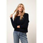 Pull Chauve Souris Rebecca - 100% Cachemire 2 Fils - Navy - Femme