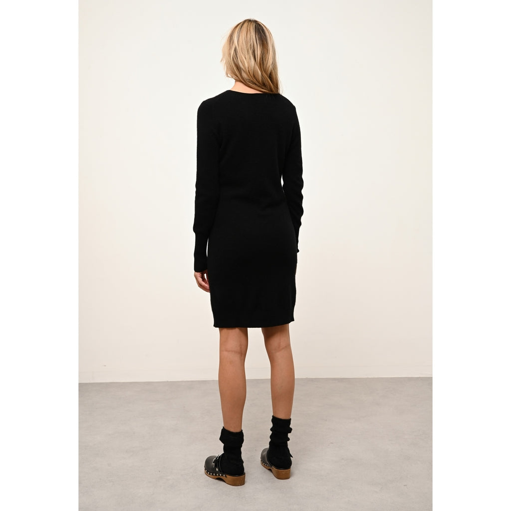 Robe Col Rond Susan - 100% Cachemire 2 Fils - Noir - Femme