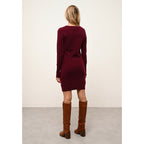 Robe Col Rond Susan - 100% Cachemire 2 Fils - Bordeaux - Femme
