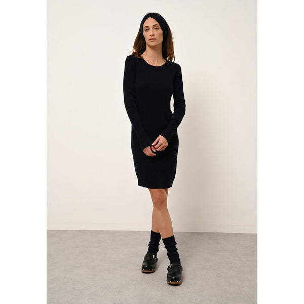 Robe Col Rond Susan - 100% Cachemire 2 Fils - Navy - Femme