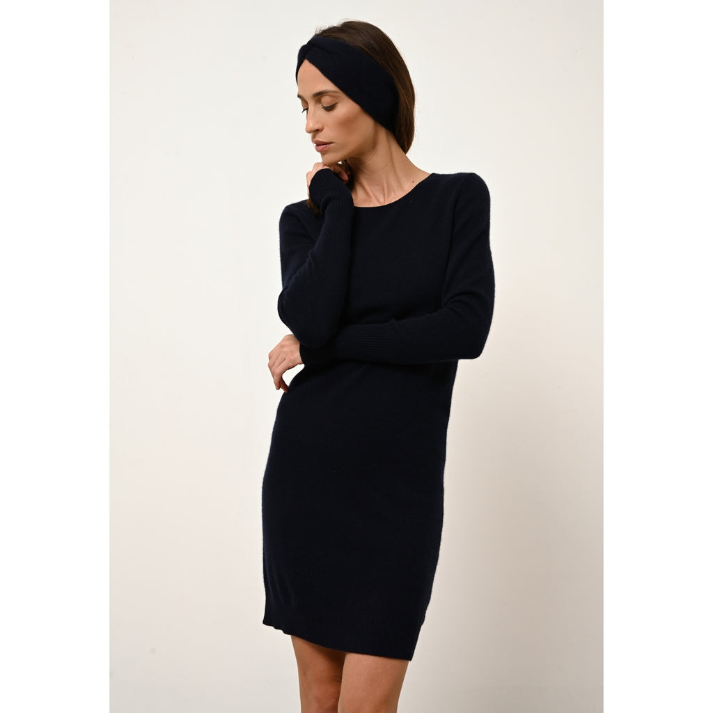 Robe Col Rond Susan - 100% Cachemire 2 Fils - Navy - Femme