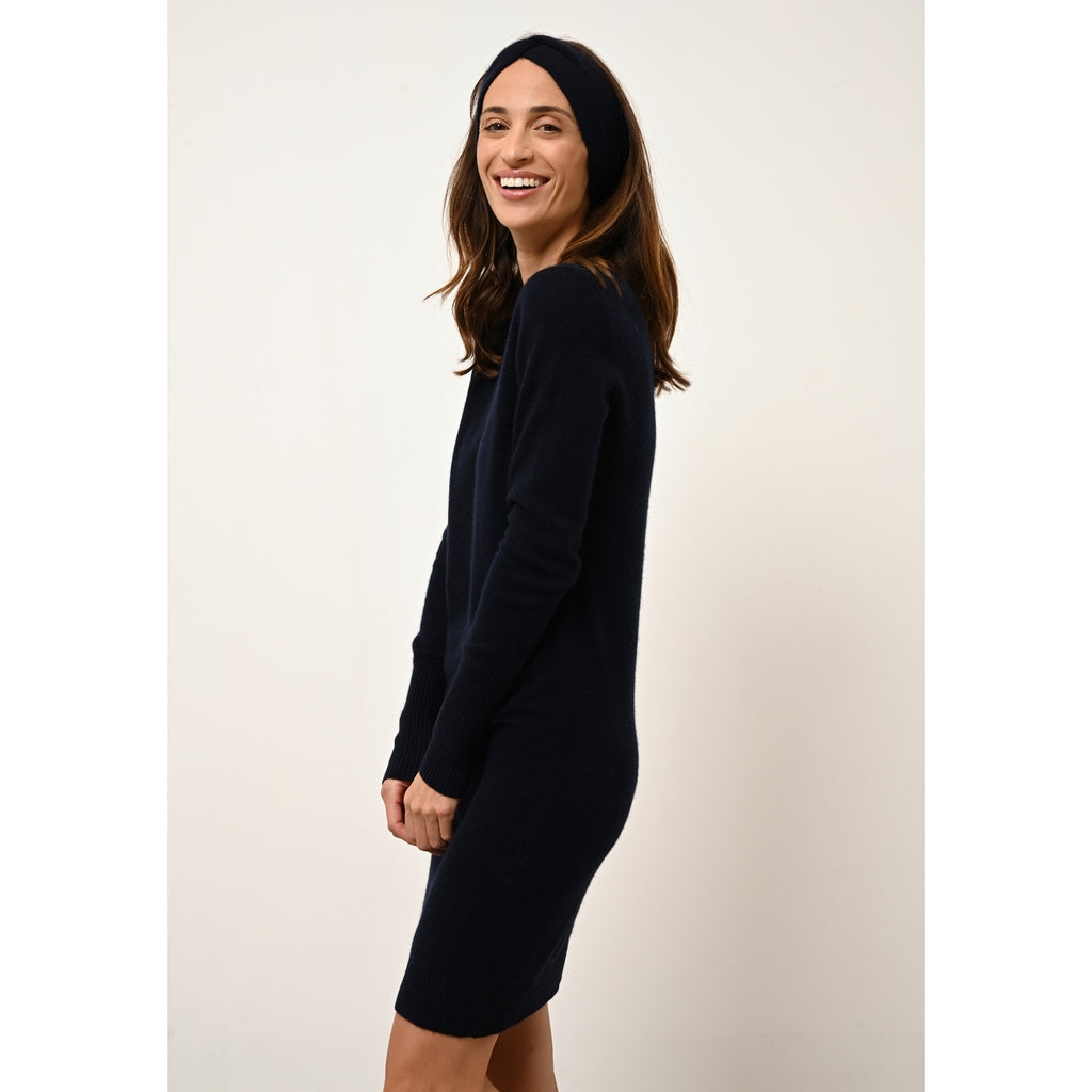 Robe Col Rond Susan - 100% Cachemire 2 Fils - Navy - Femme