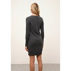 Robe Col V Tracy Anthracite ChinÉ - 100% Cachemire - 2 Fils - Jersey - Femme