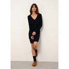 Just Cashmere - Robe Col V Tracy Navy - 100% Cachemire - 2 Fils - Jersey - Femme