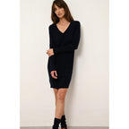 Just Cashmere - Robe Col V Tracy Navy - 100% Cachemire - 2 Fils - Jersey - Femme