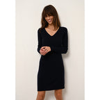 Just Cashmere - Robe Col V Tracy Navy - 100% Cachemire - 2 Fils - Jersey - Femme