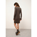 Robe Col V Tracy - 100% Cachemire 2 Fils - Taupe Chiné - Femme