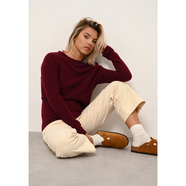 Pull Col Rond Jane - 100% Cachemire 2 Fils - Bordeaux - Femme