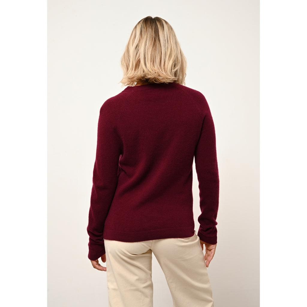 Pull Col Rond Jane - 100% Cachemire 2 Fils - Bordeaux - Femme