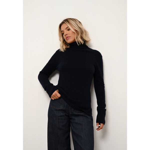 Pull Col Roulé Lexie - 100% Cachemire 2 Fils - Navy - Femme