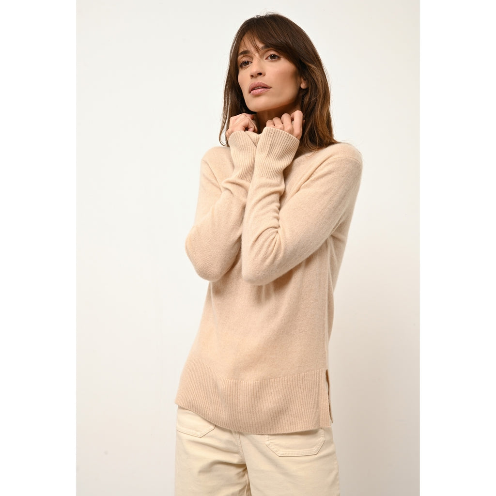 Pull Col Roulé Lexie - 100% Cachemire 2 Fils - Sable - Femme