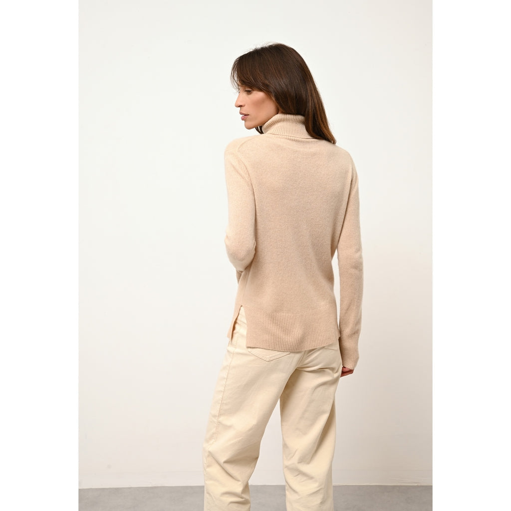 Pull Col Roulé Lexie - 100% Cachemire 2 Fils - Sable - Femme