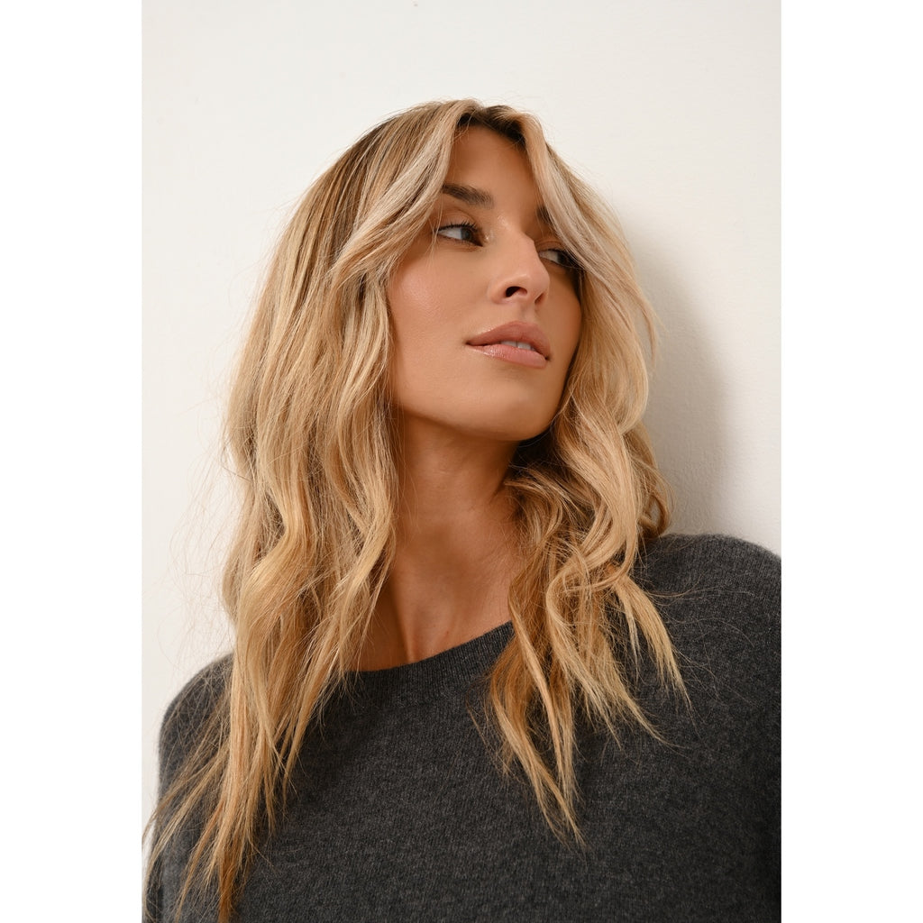Pull Chauve Souris Rebecca Anthracite Chiné - 100% Cachemire - 2 Fils - Jersey - Femme