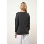 Pull Chauve Souris Rebecca Anthracite Chiné - 100% Cachemire - 2 Fils - Jersey - Femme
