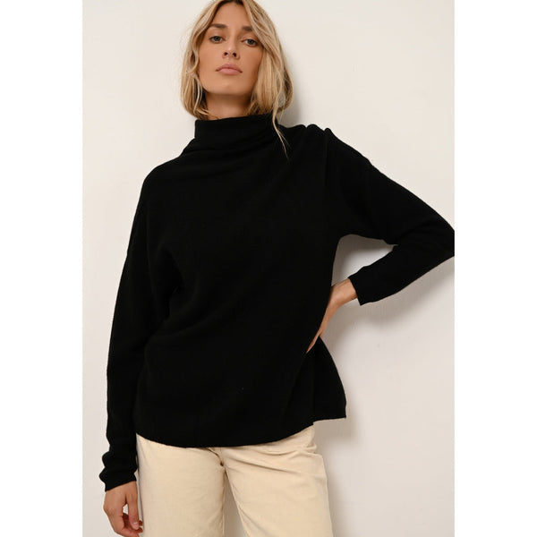 Pull Col Roulé Blantyre - 100% Cachemire 2 Fils - Noir - Femme