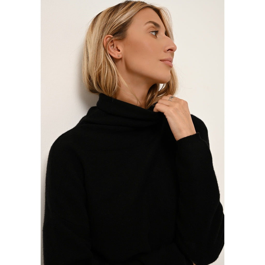 Pull Col Roulé Blantyre - 100% Cachemire 2 Fils - Noir - Femme