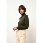 Pull Col Roulé Ava - 100% Cachemire 2 Fils - Kaki - Femme
