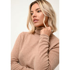 Pull Col Roulé Ava - 100% Cachemire 2 Fils - Camel Chiné - Femme