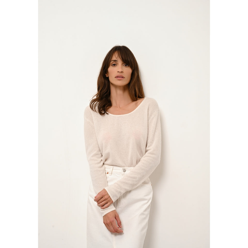 Pull Col Bateau Fiona - 100% Cachemire 2 Fils - Ivoire - Femme