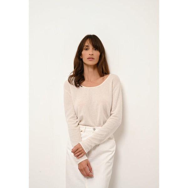 Pull Col Bateau Fiona - 100% Cachemire 2 Fils - Ivoire - Femme